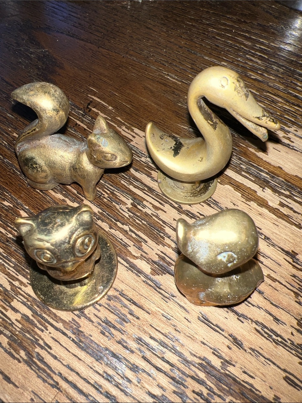 Lot MCM Solid Brass miniature owl swan squirrel duckling figurines